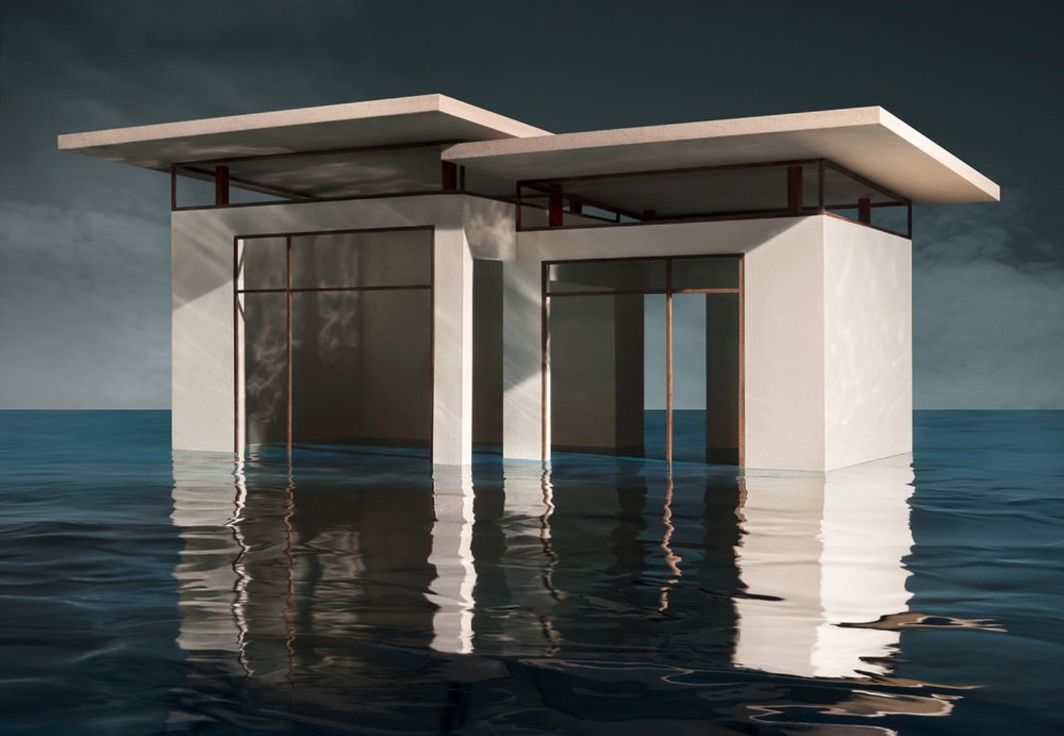 James Casebere casa en el agua. Sumergida en el agua